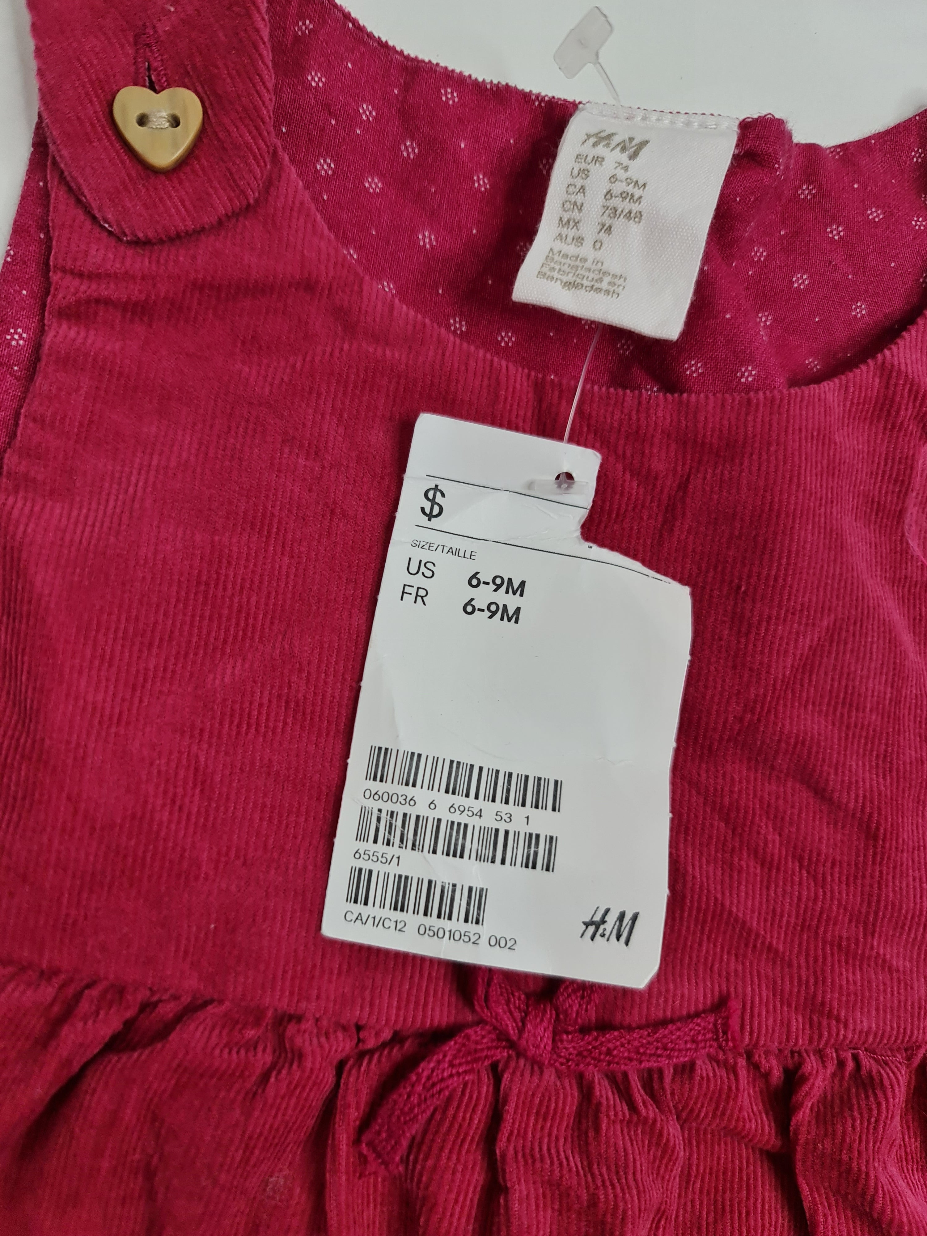 Vestido para niña marca H&M para niñas de 6-9 meses