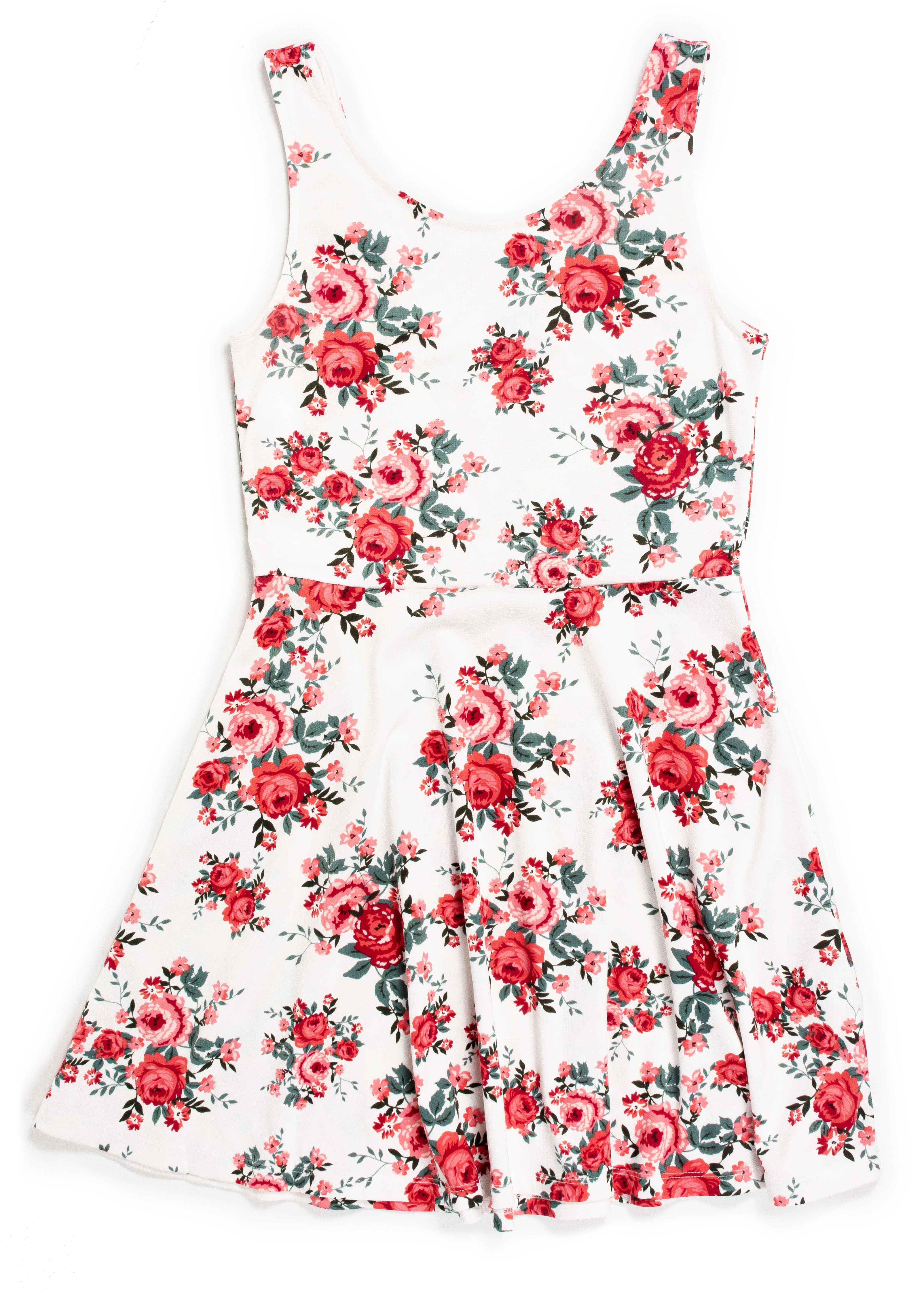 Vestido Corto Informal, Divided - (Talla: M) Blanco/ Flores